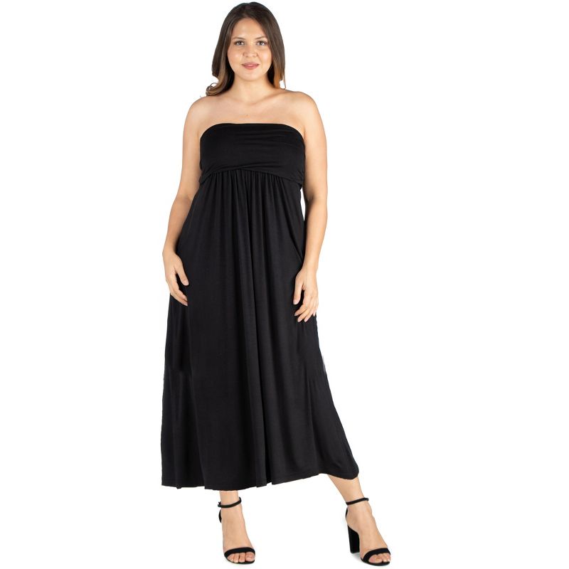 24seven Comfort Apparel Plus Size Strapless Maxi Dress, 1 of 5