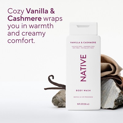 Native Body Wash - Vanilla & Cashmere - 18 fl oz: Liquid, Whole Body, Normal Skin, Paraben-Free