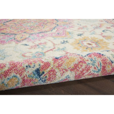 Passion Floral Symphony Blue Rectangular 6'7" x 9'6" Synthetic Rug