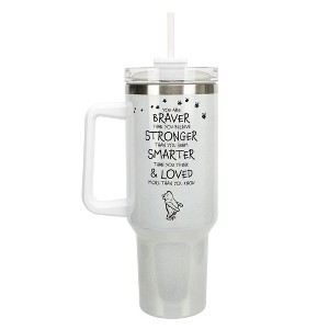 Elanze Designs Pooh Classic Bear Braver Stronger Smarter 40 oz. Stainless Steel, Large Water Bottle Coffee Mug, Spill & Leak Resistant, Thermal Travel - 1 of 1
