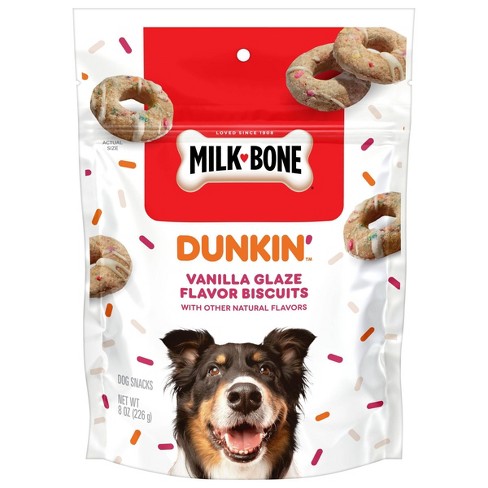 Milk-Bone Dunkin Donut Vanilla Glaze Flavor Dipped Crunchy Dog Treats - 8oz - image 1 of 4