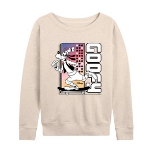 Women's - Disney - Mickey & Friends Lightweight French Terry Wide Neck Long Sleeve Shirt - 1 of 4