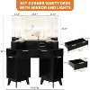 Acekool Fluted Vanity Table with Mirror, Glass Top, Cabinet and Drawers, Makeup Desk - 2 of 4