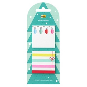 Post-it 2pk Jingle Notes Christmas Lights 1.9"x1.9" Holiday Sticky Note Pads 25 Sheets Each - 1 of 4