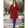 Women's Plus Size Lapel Long Sleeve Single Breasted Belted Midi Pea Coat with Pocket - Agnes Orinda - 3 of 4