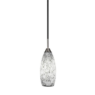 Toltec Lighting Paramount 1 - Light Pendant in  Matte Black/Brushed Nickel with 5.5" Black Fusion Shade