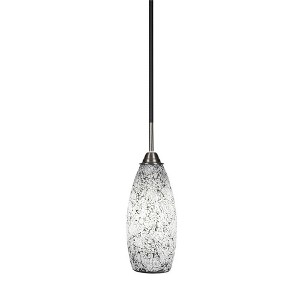 Toltec Lighting Paramount 1 - Light Pendant in  Matte Black/Brushed Nickel with 5.5" Black Fusion Shade - 1 of 1