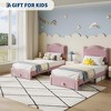 Upholstered Twin Bed Frame with Storage Drawer & Scallop Headboard, Princess Twin Size Platform Bed Frames for Kids Girls - 2 of 4