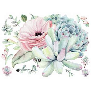 Floral Succulents Peel and Stick Giant Wall Decal - RoomMates