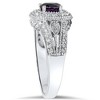 Pompeii3 1 1/2ct Vintage Amethyst & Diamond Halo Ring 14K White Gold - 2 of 4