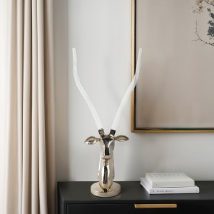 Animal Head Sculpture Stainless Steel MDF Resin Long Horn Design for Home Office Bedroom Living Room - 25" Gold - 1 of 4