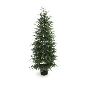 LuxenHome 5Ft Artificial Green Branches Christmas Fir Tree Potted - 1 of 4