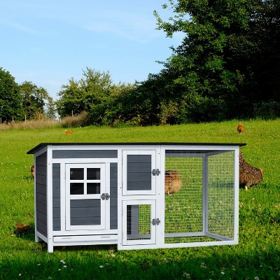 Gulches Outdoor Indoor Poultry Cage Small Animal House outdoor chicken hutch coop with running cage,White