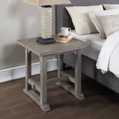 Whitford Gray Rectangular Wood and Metal End Table