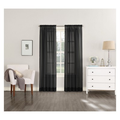 Black Sheer Polyester Rod Pocket Window Panel