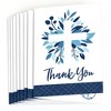 Big Dot of Happiness Blue Elegant Cross - Boy Religious Party Thank You Cards (8 count) - image 2 of 4