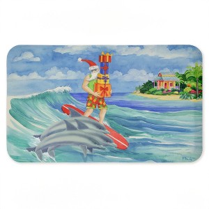 Stupell Industries Surfing Santa & Dolphins Printed Anti-Fatigue Floor Mat, design by Paul Brent, 30"x18" - 1 of 4