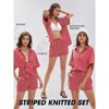 EXLURA Womens Summer 2 Piece Sets Casual Short Sleeve Striped Shirts Shorts Matching Sets Vacation Cruise Beach Outfits 2025 - 3 of 4