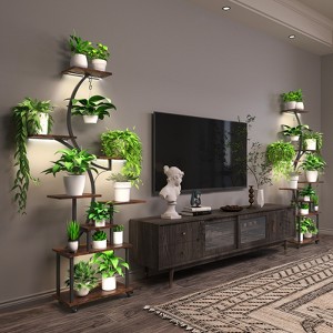 64" Tall 8-Tier S-Shaped Plant Stand with Wheels - 1 of 4