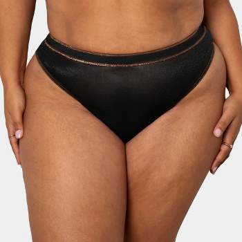 Curvy Couture Womens Plus Size Shimmer High Cut Thong Panty
