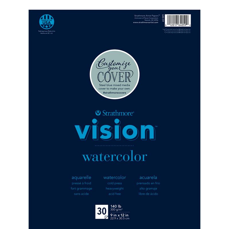 Strathmore Vision Watercolor Pad, 9 x 12 Inches, 140 lb, 30 Sheets, 1 of 2