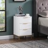 ORRD Mid-Century Nightstand with Wavy Drawers, Gold Metal Legs & Handles, 3-Drawer Bedside Table, White - 3 of 4
