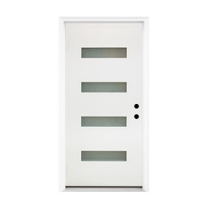 MAHEERTY New Design Fiberglass Composite Door Left Hand Inswing Entrance Door White Exterior Front Entry Doors with 4-9/16 Frame - 1 of 4