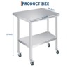 Stainless Steel Prep Table, Commercial Kitchen Prep & Work Table with Adjustable Under Shelf & 4 Wheels, Rolling Workbench for Kitchen - 2 of 4