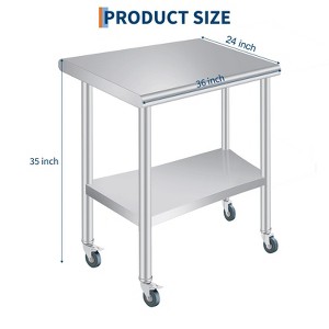 Prep Table with Rounded-Corner, Adjustable Undershelf and 4 Caster Wheels, Commercial Heavy Duty Table with Adjustable Under Shelf - 1 of 4