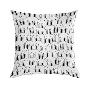 Black White Rabbit Pillow Covers 18x18 Decorative Throw Pillows Soft Square Cushion Covers for Couch Sofa Bedroom - 1 of 1