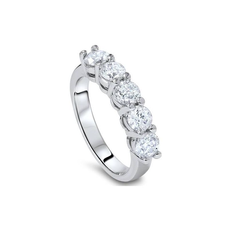 Pompeii3 1/2ct Five Stone Diamond Wedding Ring 14K White Gold, 3 of 6