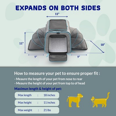Gray and Blue Expandable Rolling Pet Carrier with Mesh Windows
