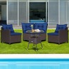 Costway 4PCS Patio Rattan Furniture Set Cushioned Sofa Glass Table Garden - 2 of 4