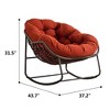 Angel Sar Rocking Chair Outdoor, Large Egg Chair with Padded Cushion, Comfy Rattan Patio Rocking Chairs, Red - 2 of 4