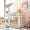 PAGED Wooden Housebed Bunk Bed Loft Bed, Twin over Twin Bed Frame with Window, Shelves, Ladder and Guardrail for Kids, Teens - 2 of 4