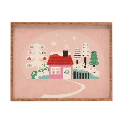 Showmemars Festive Winter Hut in pink Rectangular Tray -Deny Designs