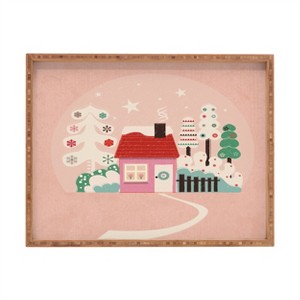 Showmemars Festive Winter Hut in pink Rectangular Tray -Deny Designs - 1 of 2