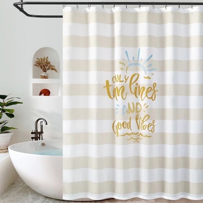 LunaLulinlk Summer Fashion Letter Stripe Home Shower Curtain，Yellow