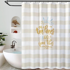 LunaLulinlk Summer Fashion Letter Stripe Home Shower Curtain，Yellow - 1 of 4