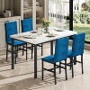 Hooseng Modern Style 5-Piece Dining Room Table And Chairs Set, Faux Marble MDF Table Top and Velvet Upholstered Chairs Dining Table Set for 4 - 4 of 4