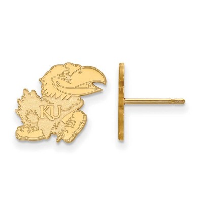 Black Bow Jewelry 14k Yellow Gold Kansas Jayhawks NCAA Post Earrings