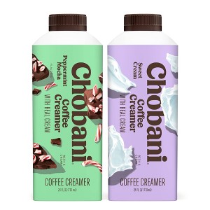 Chobani Dairy Creamer 24 fl oz Peppermint Mocha + 24 fl oz Sweet Cream - 1 of 4