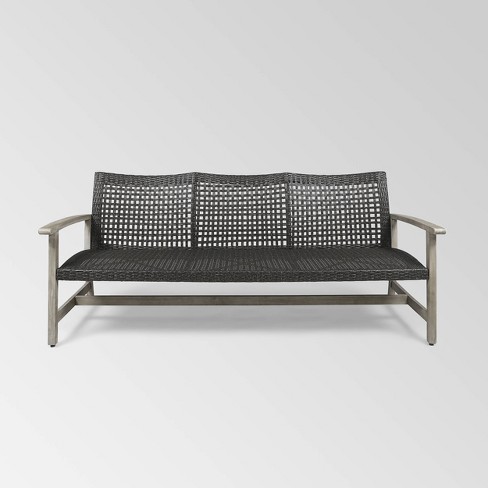 Hampton outdoor wood and shop wicker sofa