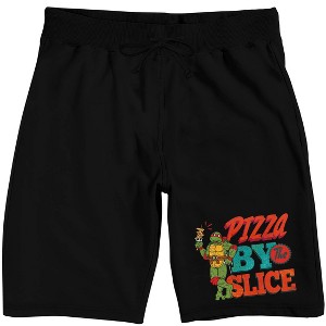 Teenage Mutant Ninja Turtles Pizza By The Slice Men's Black Sleep Pajama Shorts - 1 of 4