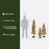 LuxenHome Set of 3 Christmas Trees, Flocked Slim Christmas Tree Prelit, (5-Ft, 4-Ft, 3-Ft) Green - 3 of 4