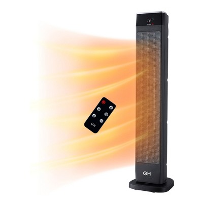 30-Inch Black Ceramic Electric Tower Heater with Thermostat