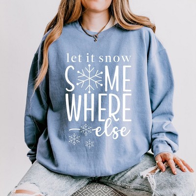 Simply Sage Market Women's Lightweight Garment Dyed Graphic Sweatshirt Snow Somewhere Else