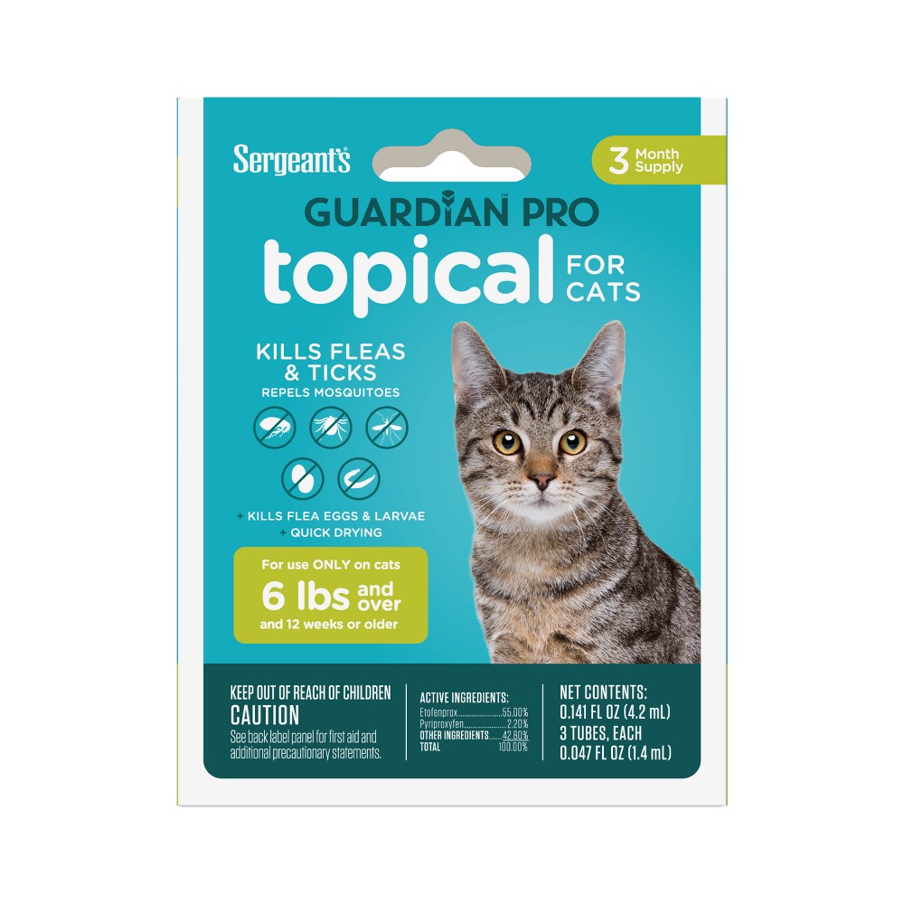 UPC 073091001119 product image for Sergeant's Guardian Pro Flea & Tick Topical Treatment for Cats - 6lbs and Over - | upcitemdb.com