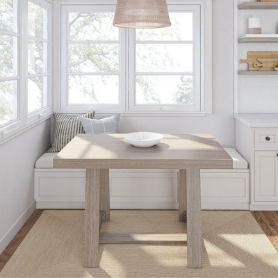 Seashell Wirebrush 48" Rustic Solid Wood Farmhouse Dining Table
