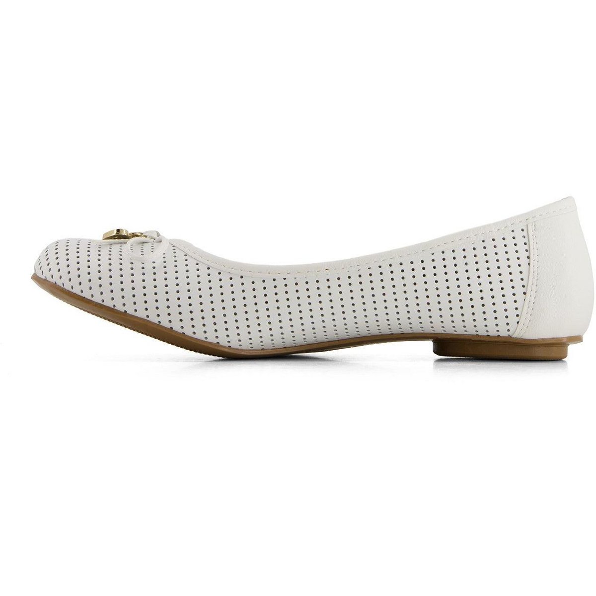 Обувь Andrea Women's Laser Cut Pattern Ballerinas 69431 White 6 — фото 2